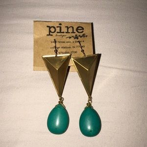 Earrings teal/green with soft gold